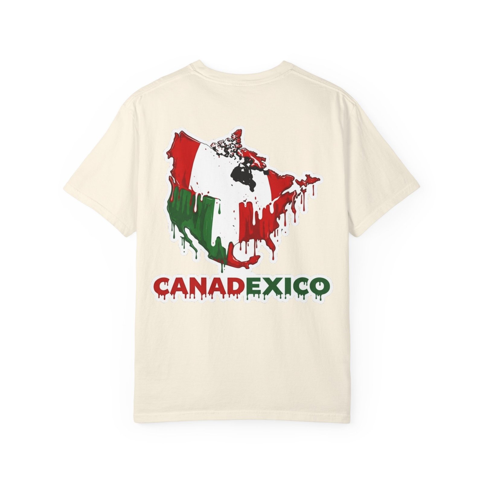Canada-Mexico Drip Map T-Shirt — Canadexico Graphic Tee (Who Cares? Just Fix It) - Image 6